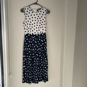 Zara Black and White Pleated Midi Dress